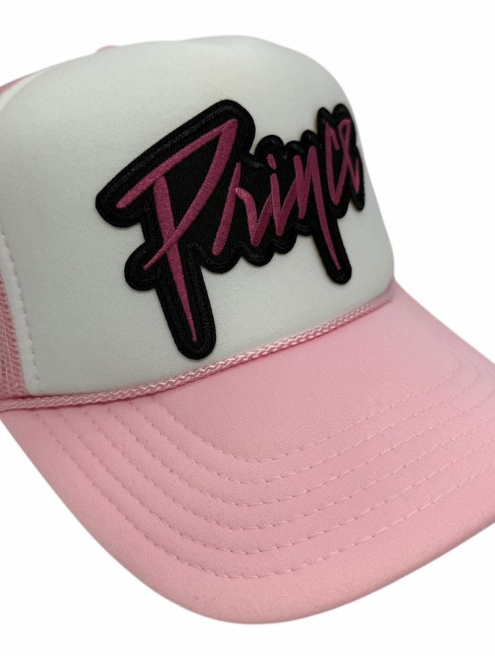 NEW PRINCE ROCK AND ROLL PINK WHITE LOGO MESH TRUCKER HAT CAP TRENDY VINTAGE